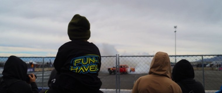 Trackside motorsports crowd scene