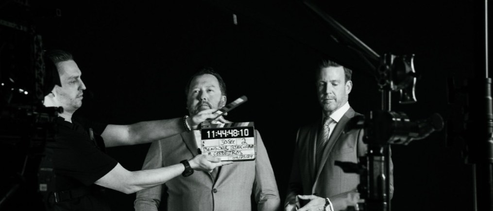 Presenter and crew during a live segment